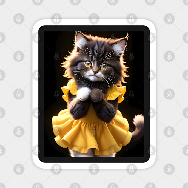 Dancing cat - Modern digital art Magnet by Ai-michiart