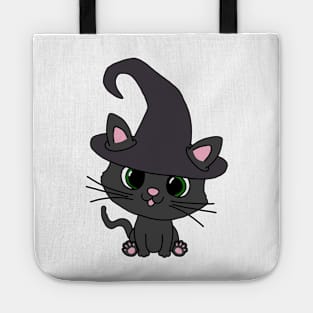 Black Cat in Witch Hat Tote