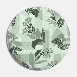 Sage Green Solid Shapes and Flowers Pin