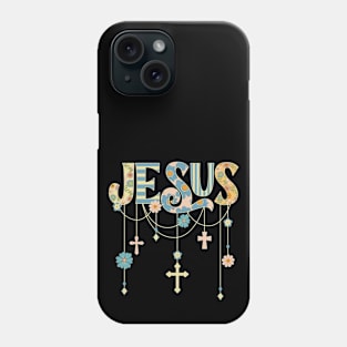 JESUS BOHO INSPIRED FLORAL WITH CROSSES Phone Case