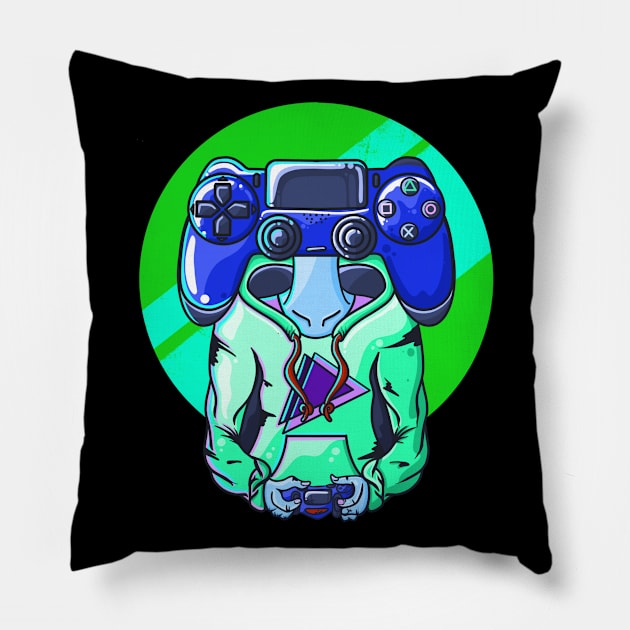 Gamer head Blue Pillow by nataliesnow24