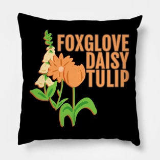 Foxglove Daisy Tulip Pillow