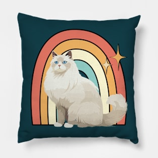 retro rainbow cat Pillow