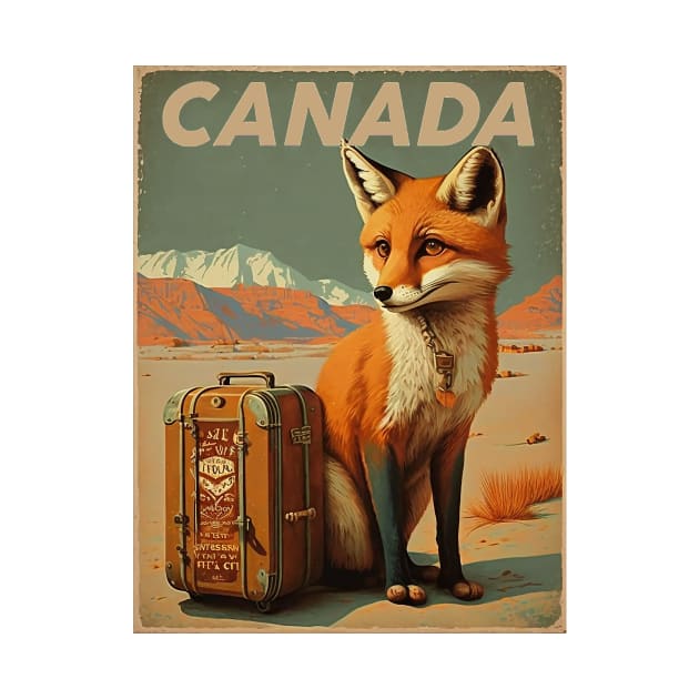 Canada Fox Vintage Travel Art Poster by OldTravelArt