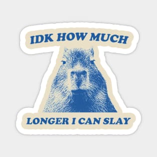 Idk How Much Longer I Can Slay Capybara Sarcastic Dank Meme T Shirt Vintage Retro Cartoon Magnet