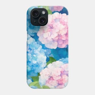 Hydrangea flowers watercolor painting Phone Case