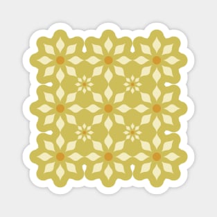 Geometric Floral Pattern in Yellow Magnet