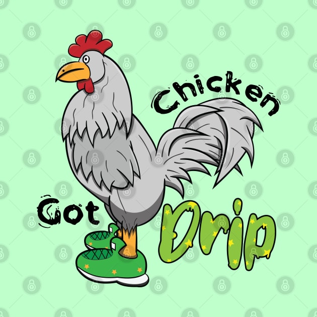 Chicken With Shoes White Green DRIP by Dad n Son Designs