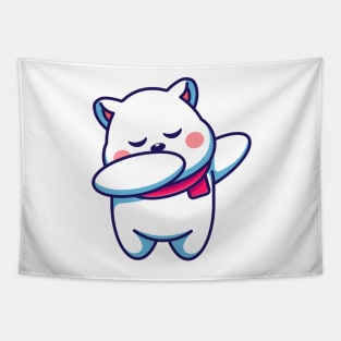 Cute baby polar bear dabbing cartoon Tapestry