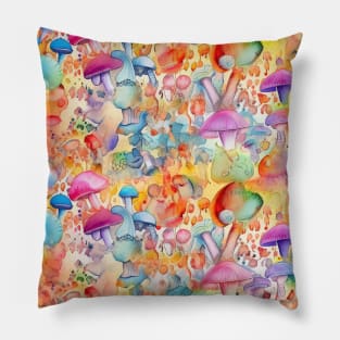 watercolor mushrooms Pillow