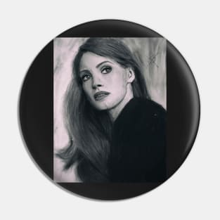 Jessica Chastain - Pastel on Canvas Painting Pin