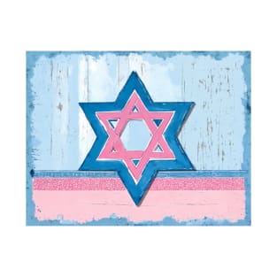 Blue & Pink Shabby Chic Star of David Painting T-Shirt