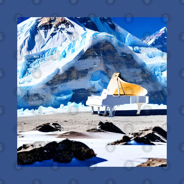 A White Piano On The Snow Capped Peaks Of Mt. Everest by Musical Art By Andrew