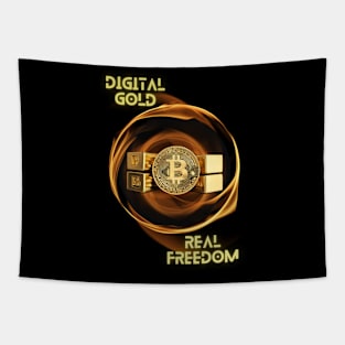 Gold Flaming Bitcoin Tapestry