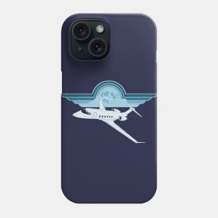 Bombardier Challenger 350 Jet Night Flight Pilot Wings Retro Aviation Design Phone Case