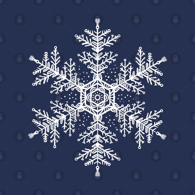 Christmas white snowflake illustration. Hand-drawn macrame snowflakes trendy illustration. by ChrisiMM
