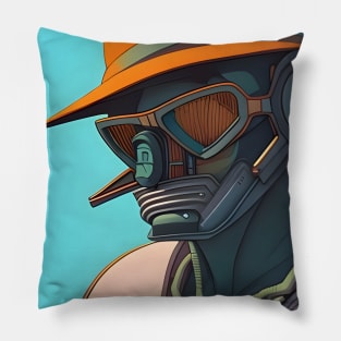 Retro robot soldier Pillow