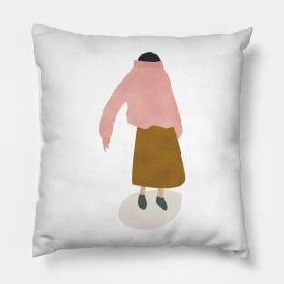 Girl Hiding Face, Scandi Artwork, Nordic Art Pillow