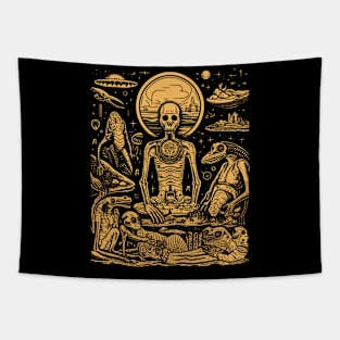 Occult Esoteric Alien Ritual Drawing - Mystical Ceremony Art Tapestry