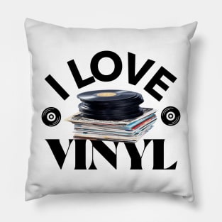 I LOVE VINYL (black) Pillow