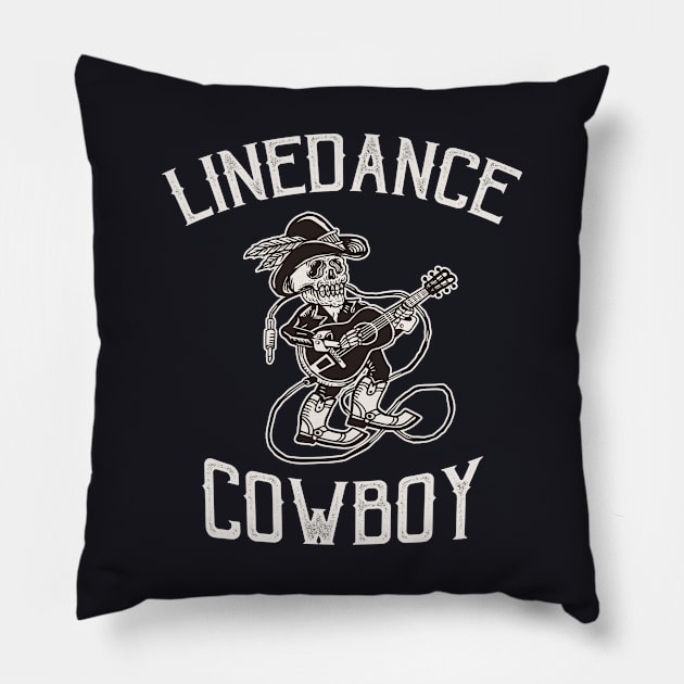 Linedance Cowboy Western Rodeo Skeleton Dancer Pillow by Foxxy Merch