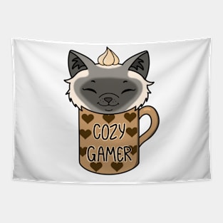 Cozy Cat Cozy Gamer Tapestry