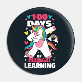 100 Days of Magical Learning // Funny Dabbing Unicorn 100th Day of School Pin