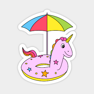 Funny Pink Cartoon Unicorn with umbrella Magnet