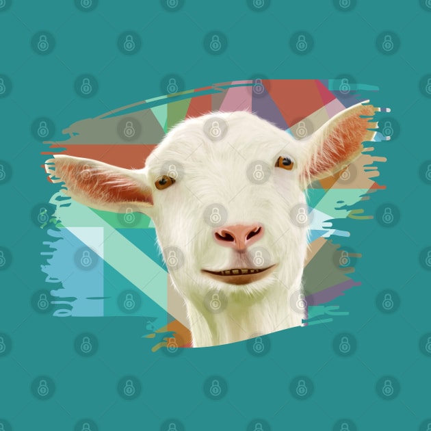 Friendly White Goat Geometric Background by Suneldesigns