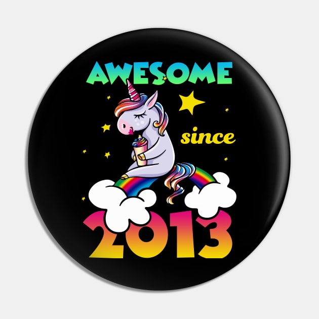 Cute Awesome Unicorn Since 2013 Rainbow Gift Pin by saugiohoc994