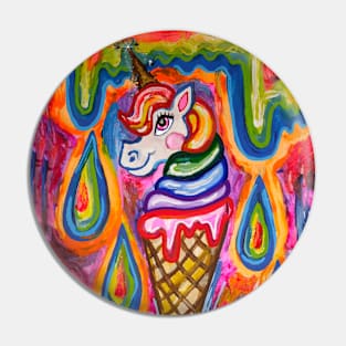 Rainbow Drip Unicone Ice Cream Dream Pin