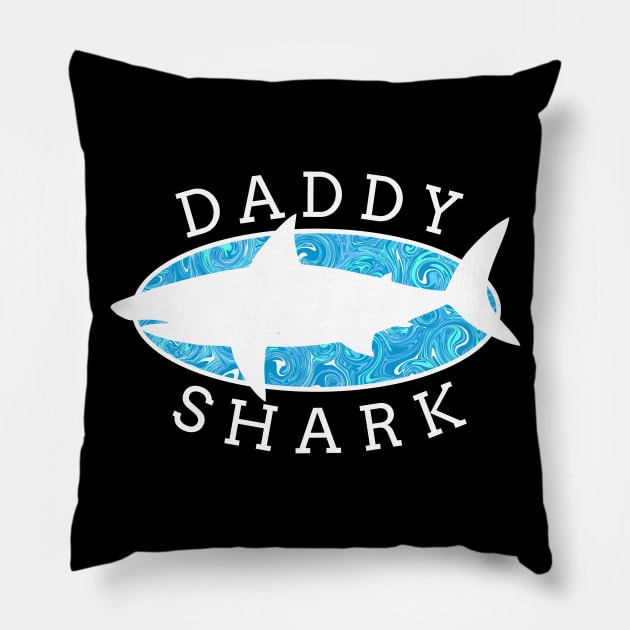 Daddy Shark - Blue Liquid Pillow by HartDesain