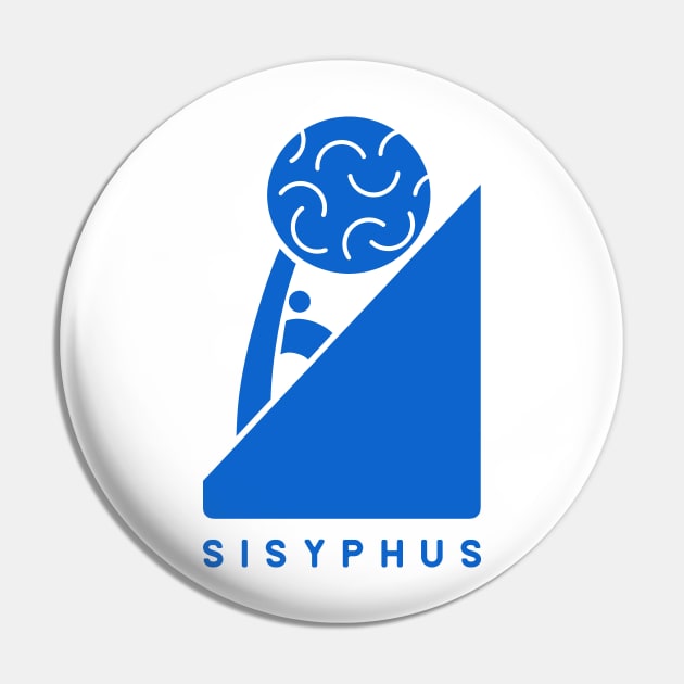 Sisyphus,Minimalist design for ancient Greek mythology fans in blue ink Pin by croquis design