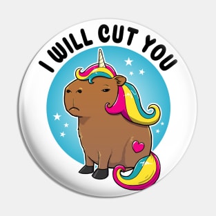 I will cut you Capybara Unicorn Pin