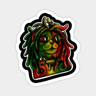 Reggae Cat with Rasta and Music box Colored Art Magnet