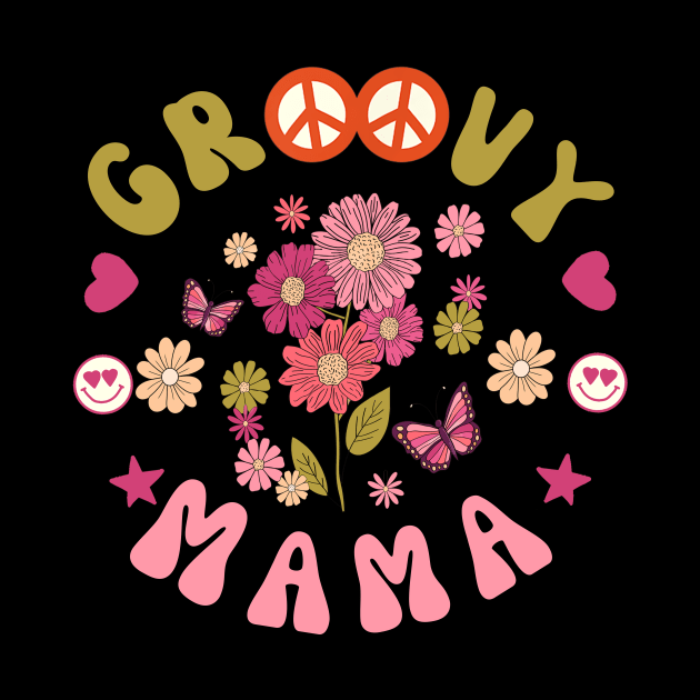 Retro Groovy Mama Floral Butterfly Mothers Day Boho by Richmondrabiot