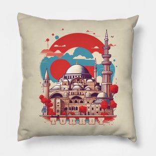 Vintage Travel Turkey Design Pillow