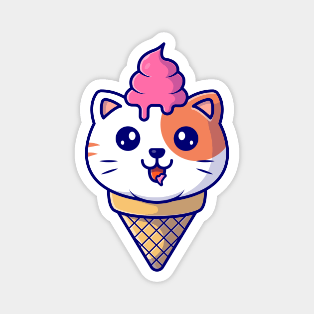 Cute Cat Ice Cream Cone Magnet by Catalyst Labs