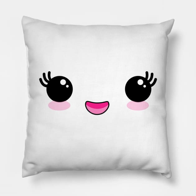 Kawaii face Pillow by Pendientera