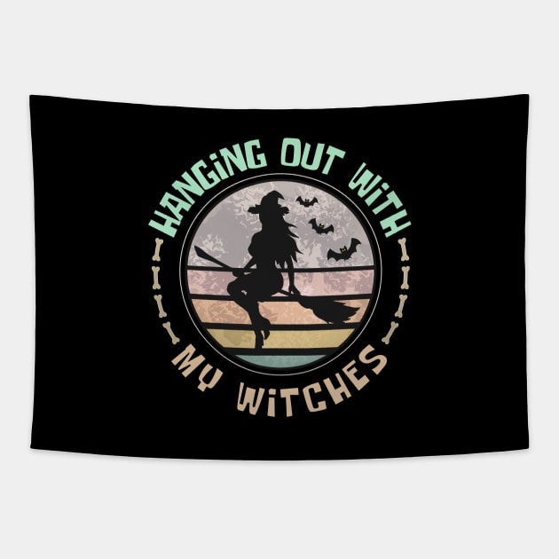 Silhouette of flying witch Tapestry by OA_Creation