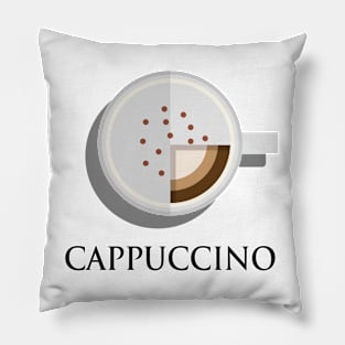 Hot cappuccino coffee cup top view in flat design style Pillow