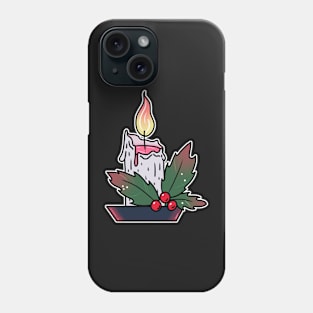 Christmas candle and holly Phone Case