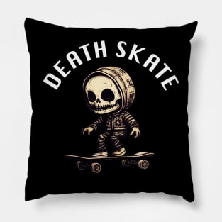 Skeleton Skateboarder - Death Skate (White Lettering) Pillow