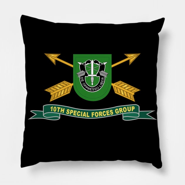 10th Special Forces Group - Flash w Br - Ribbon X 300 Pillow by twix123844