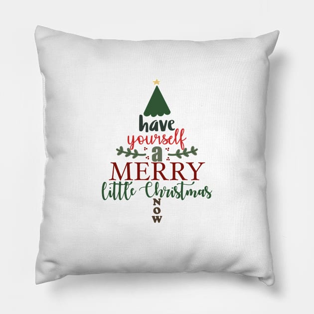 Christmas calligraphy tree Pillow by morgananjos