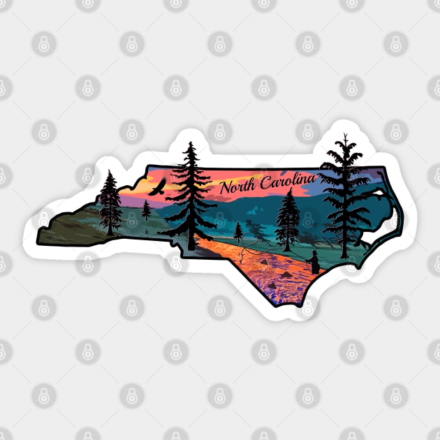 Fly Fishing Fish North Carolina Blue Ridge Trout Fishing Sticker