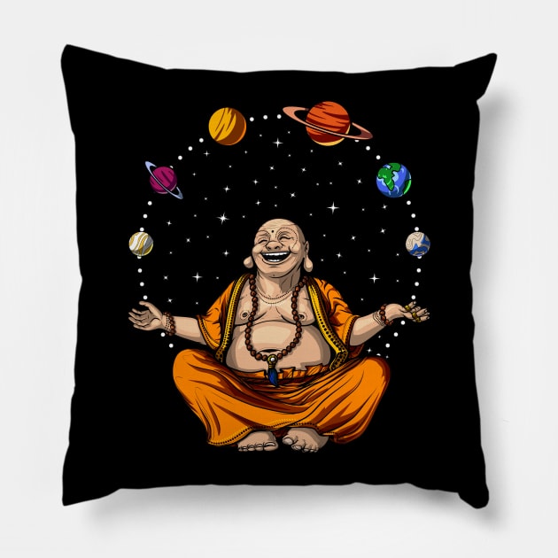 Buddha Space Planets Zen Yoga Meditation Pillow by underheaven