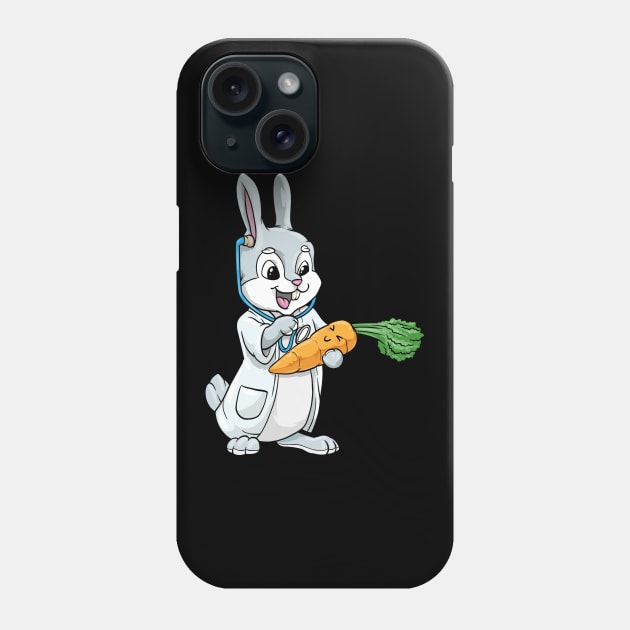 Rabbit as doctor with stethoscope and carrot Phone Case by Markus Schnabel