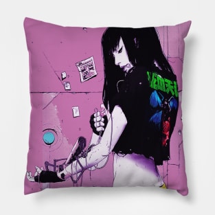 Cool Girl Vaporwave Cyberpunk Cool Tshirt Pillow