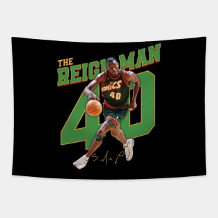 Shawn Kemp The  Reign Man Basketball Legend Signature Vintage Retro 80s 90s Bootleg Rap Style Tapestry